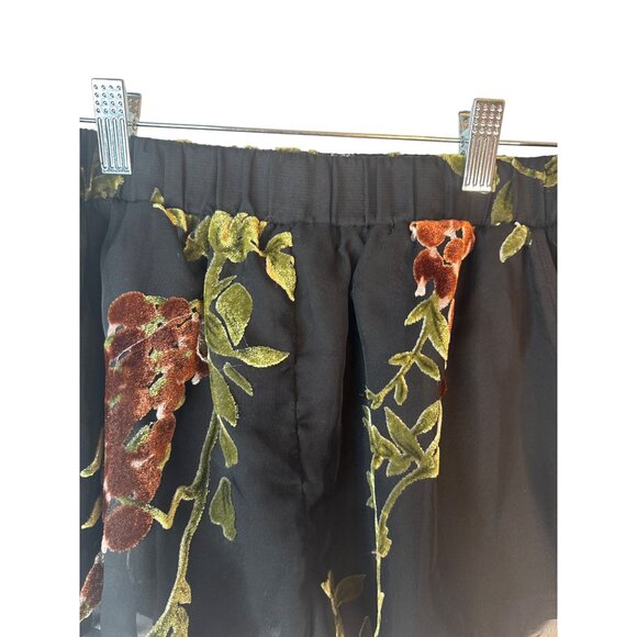 2/$30 Zara Woman Small Embroidered Mini Skirt Black Floral Velvet Overlay - Picture 6 of 9